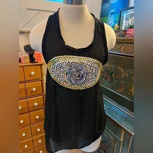 Sequin eye racerback tank top